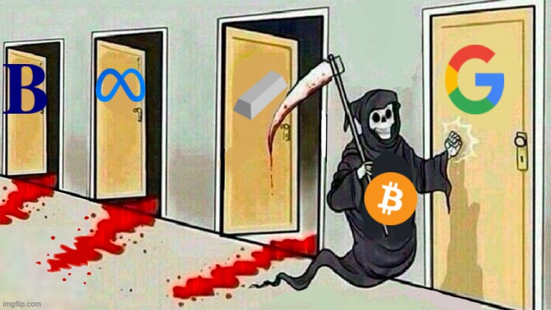 bitcoin | image tagged in death knocking at the door | made w/ Imgflip meme maker