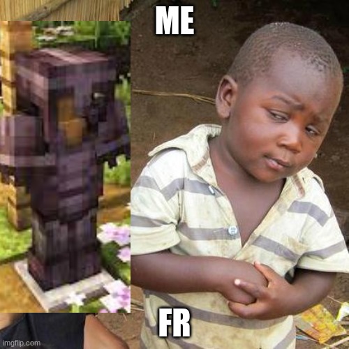 minecraft | ME; FR | image tagged in memes,third world skeptical kid | made w/ Imgflip meme maker