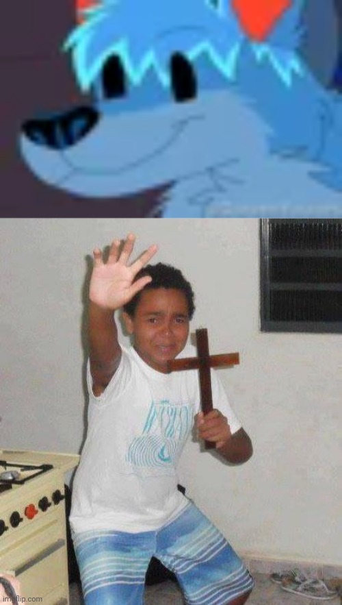 NOOOOOOO BF! | image tagged in kid with cross | made w/ Imgflip meme maker