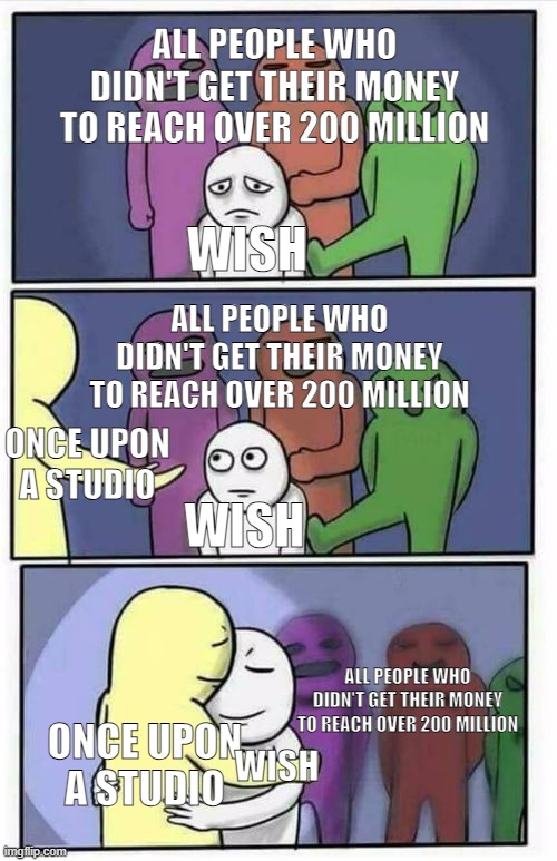 Wish is okay to reach 200 million dollars, just ignore it | ALL PEOPLE WHO DIDN'T GET THEIR MONEY TO REACH OVER 200 MILLION; WISH; ALL PEOPLE WHO DIDN'T GET THEIR MONEY TO REACH OVER 200 MILLION; ONCE UPON A STUDIO; WISH; ALL PEOPLE WHO DIDN'T GET THEIR MONEY TO REACH OVER 200 MILLION; ONCE UPON A STUDIO; WISH | image tagged in problems stress pain blank,disney | made w/ Imgflip meme maker