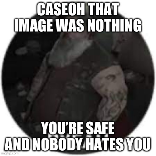 Byeah | CASEOH THAT IMAGE WAS NOTHING; YOU’RE SAFE AND NOBODY HATES YOU | image tagged in byeah | made w/ Imgflip meme maker