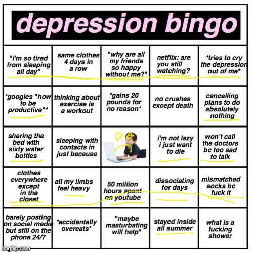 Cool :thumbs up: | image tagged in depression bingo | made w/ Imgflip meme maker
