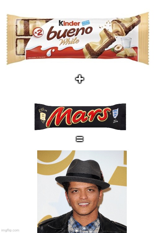 Bueno+Mars=Bruno Mars | +; = | image tagged in funny | made w/ Imgflip meme maker