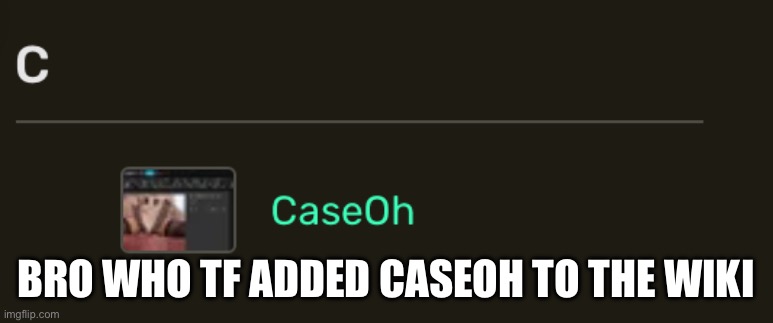 BRO WHO TF ADDED CASEOH TO THE WIKI | made w/ Imgflip meme maker