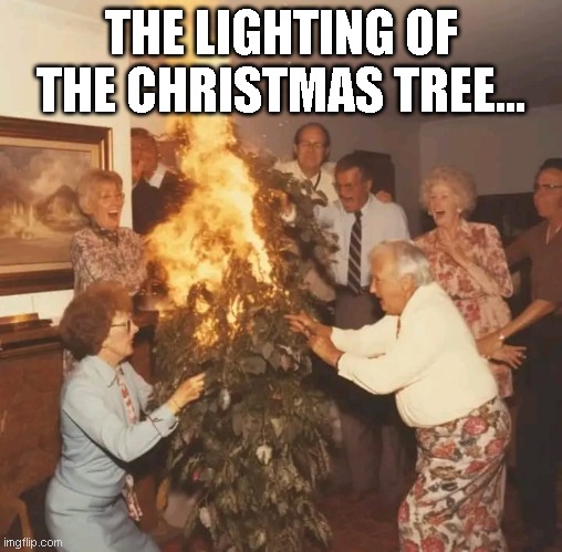 THE LIGHTING OF THE CHRISTMAS TREE... | image tagged in lol so funny,funny memes,lol | made w/ Imgflip meme maker