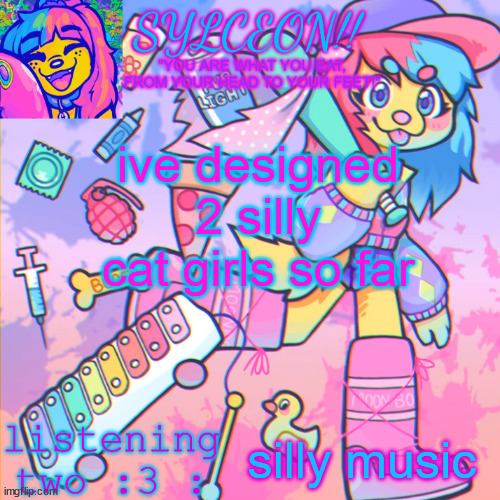 THIS IS SYLCEON SPEAKJIN AND UR LISTENIN 2 4LUNG!! | ive designed 2 silly cat girls so far; silly music | image tagged in this is sylceon speakjin and ur listenin 2 4lung | made w/ Imgflip meme maker