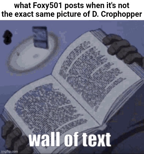 what Foxy501 posts when it's not the exact same picture of D. Crophopper | made w/ Imgflip meme maker