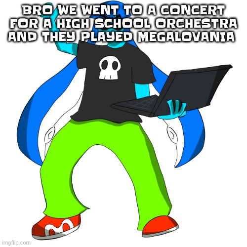 Splatzinga | BRO WE WENT TO A CONCERT FOR A HIGH SCHOOL ORCHESTRA AND THEY PLAYED MEGALOVANIA | image tagged in splatzinga | made w/ Imgflip meme maker