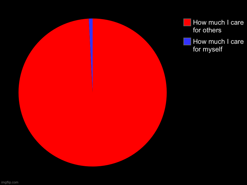 How much I care for myself, How much I care for others | image tagged in charts,pie charts | made w/ Imgflip chart maker