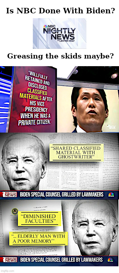 Is NBC Done With Joe Biden? | image tagged in joe biden,took,classifed documents,for,book,deal | made w/ Imgflip meme maker