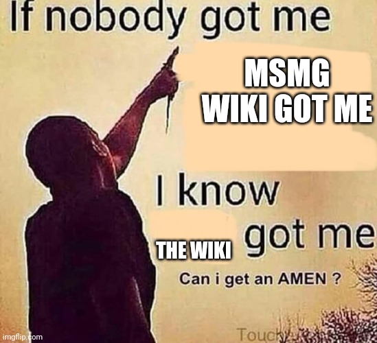 If nobody got me | MSMG WIKI GOT ME; THE WIKI | image tagged in if nobody got me | made w/ Imgflip meme maker