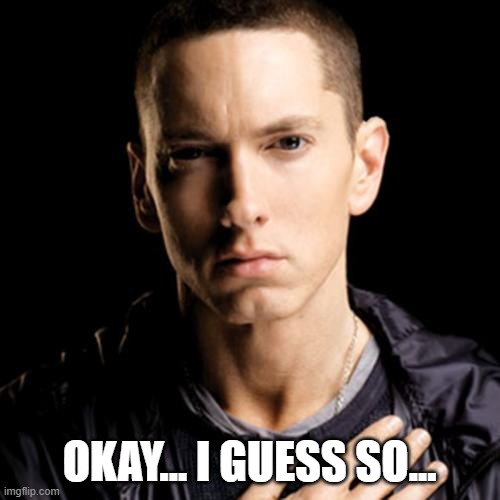 Eminem Meme | OKAY... I GUESS SO... | image tagged in memes,eminem | made w/ Imgflip meme maker