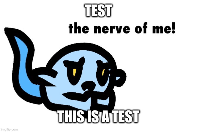 Hoplash The Nerve of Me! | TEST; THIS IS A TEST | image tagged in hoplash the nerve of me | made w/ Imgflip meme maker