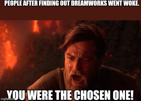 You Were The Chosen One (Star Wars) | PEOPLE AFTER FINDING OUT DREAMWORKS WENT WOKE. YOU WERE THE CHOSEN ONE! | image tagged in memes,you were the chosen one star wars | made w/ Imgflip meme maker