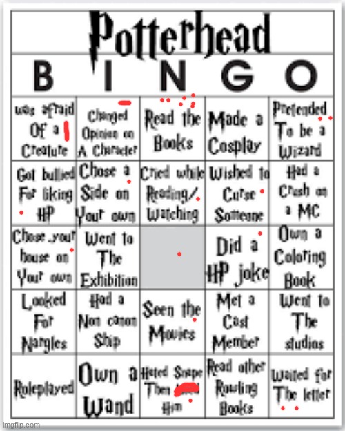 Potterhead bingo | image tagged in potterhead bingo | made w/ Imgflip meme maker