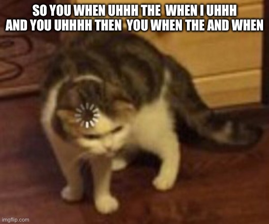 Loading cat | SO YOU WHEN UHHH THE  WHEN I UHHH AND YOU UHHHH THEN  YOU WHEN THE AND WHEN | image tagged in loading cat | made w/ Imgflip meme maker