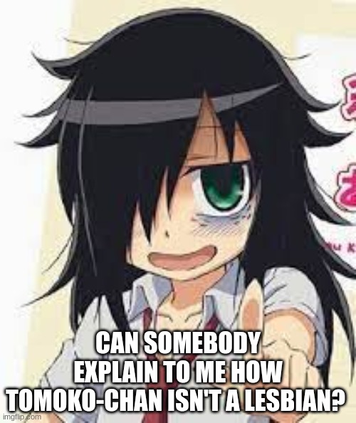 I mean honestly | CAN SOMEBODY EXPLAIN TO ME HOW TOMOKO-CHAN ISN'T A LESBIAN? | image tagged in anime,watamote,explain | made w/ Imgflip meme maker