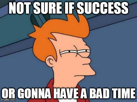 Futurama Fry Meme | NOT SURE IF SUCCESS OR GONNA HAVE A BAD TIME | image tagged in memes,futurama fry | made w/ Imgflip meme maker