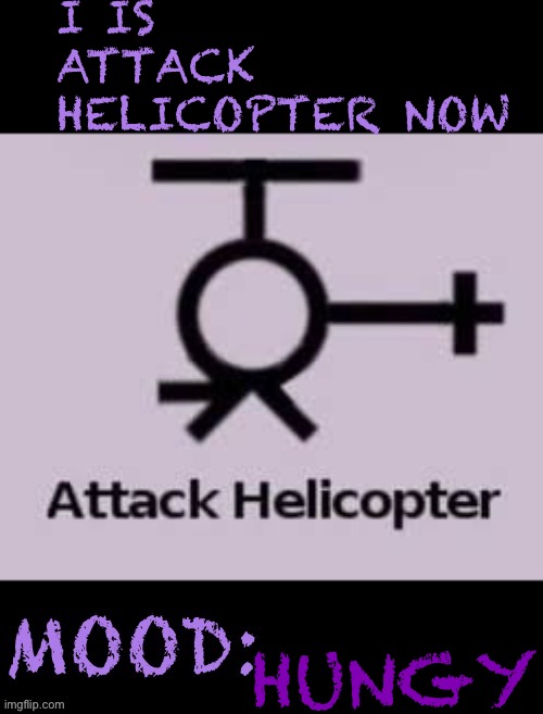 Wowzers | I IS ATTACK HELICOPTER NOW; HUNGY | image tagged in wowzers | made w/ Imgflip meme maker