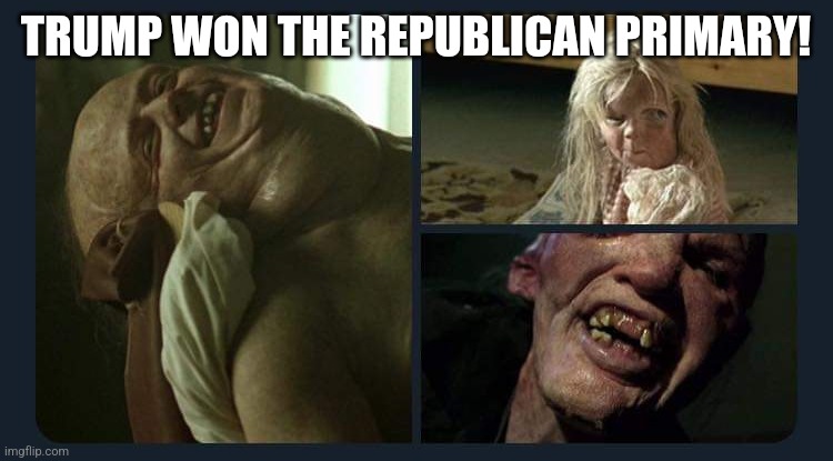 Trump won something finally! | TRUMP WON THE REPUBLICAN PRIMARY! | image tagged in conservative,trump,maga,republican,democrat,trump supporters | made w/ Imgflip meme maker
