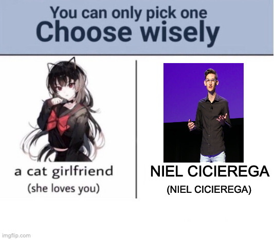 niel cicierega | NIEL CICIEREGA; (NIEL CICIEREGA) | image tagged in choose wisely | made w/ Imgflip meme maker