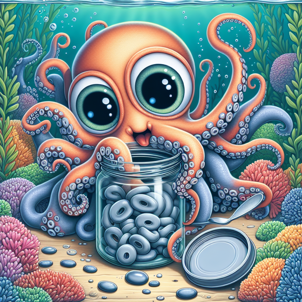 octopus with cartoon eyes opening a jar Blank Meme Template