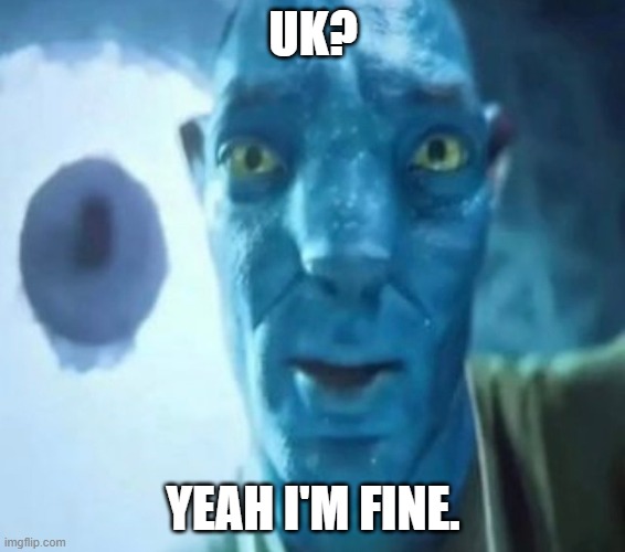 Avatar guy | UK? YEAH I'M FINE. | image tagged in avatar guy | made w/ Imgflip meme maker