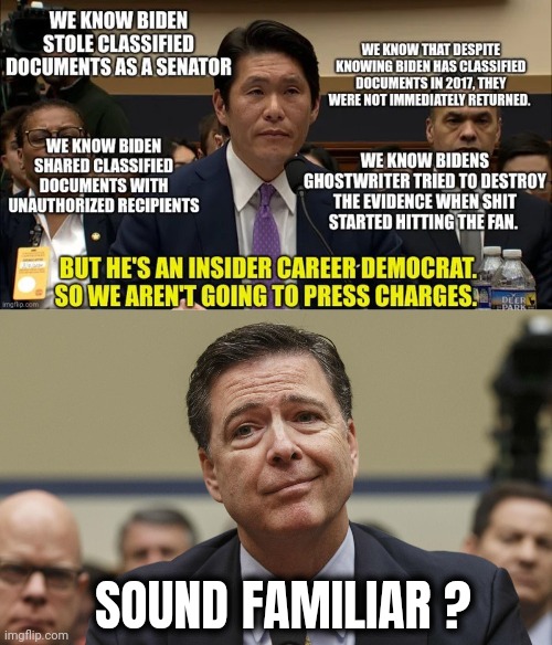 The FBI is a Democrat Tool | SOUND FAMILIAR ? | image tagged in james comey,hillary clinton,no justice,democrats,i am above the law,nothing to see here | made w/ Imgflip meme maker