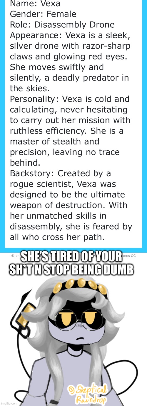 LaLa: fyi she’s wearing clothes, it’s hard to see and also is she a relative to V? | SHE’S TIRED OF YOUR SH*T N STOP BEING DUMB | made w/ Imgflip meme maker