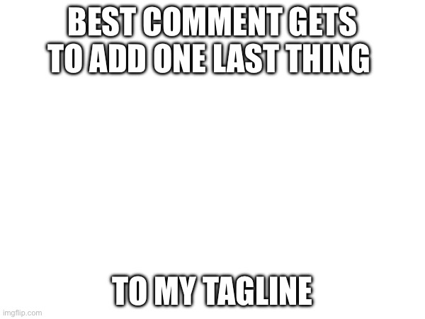 BEST COMMENT GETS TO ADD ONE LAST THING; TO MY TAGLINE | made w/ Imgflip meme maker