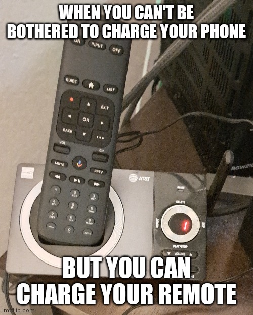 WHEN YOU CAN'T BE BOTHERED TO CHARGE YOUR PHONE; BUT YOU CAN CHARGE YOUR REMOTE | image tagged in tired | made w/ Imgflip meme maker