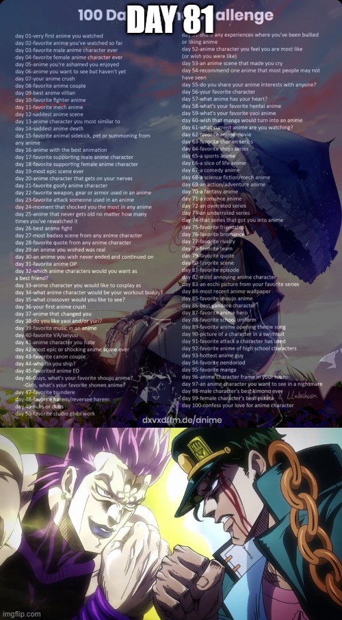 Day 81: JoJo's Bizarre Adventure Part 3: Stardust Crusaders Episode 48, "Long Journey Farewell, My Friends" | DAY 81 | image tagged in 100 day anime challenge | made w/ Imgflip meme maker