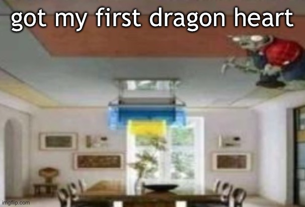 in the ceiling | got my first dragon heart | image tagged in in the ceiling | made w/ Imgflip meme maker