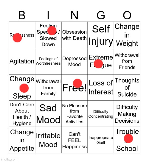 no depresso :D | image tagged in depression bingo 1 | made w/ Imgflip meme maker