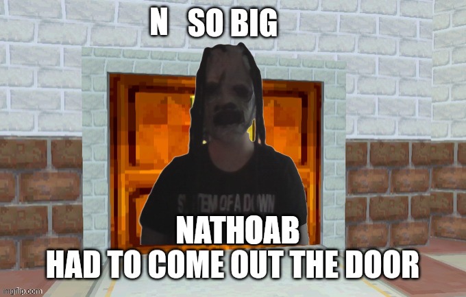 So big had to come out the door | N; NATHOAB | image tagged in so big had to come out the door | made w/ Imgflip meme maker