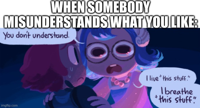 Ever happen? | WHEN SOMEBODY MISUNDERSTANDS WHAT YOU LIKE: | image tagged in memes | made w/ Imgflip meme maker