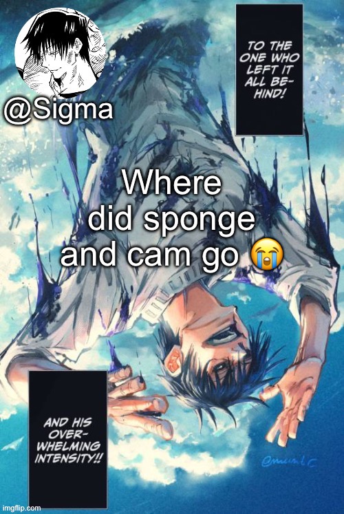 Sigma | Where did sponge and cam go 😭 | image tagged in sigma | made w/ Imgflip meme maker