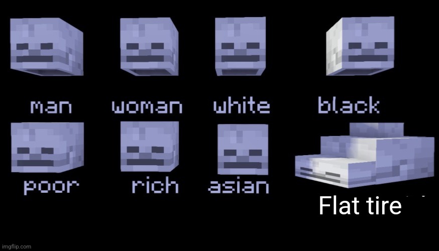 It's a flat tire | Flat tire | image tagged in empty skulls of truth minecraft,relatable,jpfan102504 | made w/ Imgflip meme maker