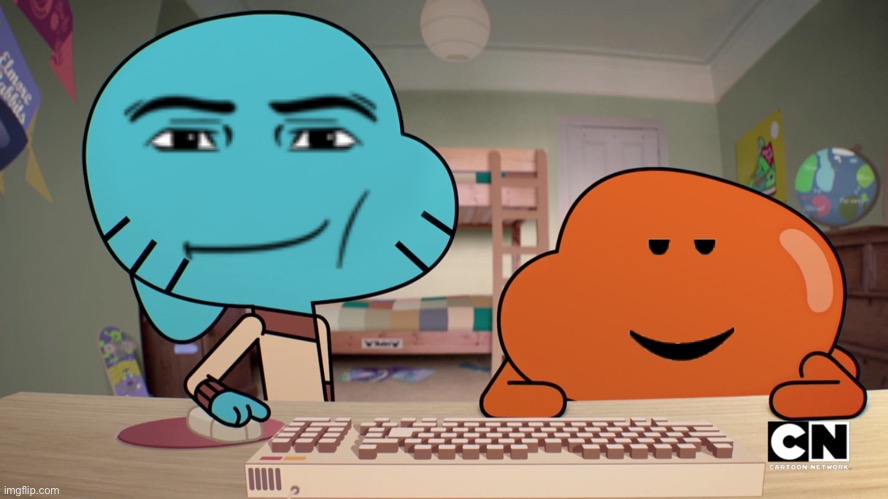 Add a face to gumball an Darwin | image tagged in add a face to gumball an darwin | made w/ Imgflip meme maker