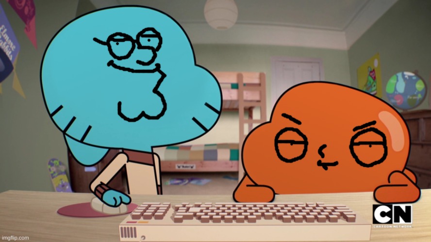 Add a face to gumball an Darwin | image tagged in add a face to gumball an darwin | made w/ Imgflip meme maker