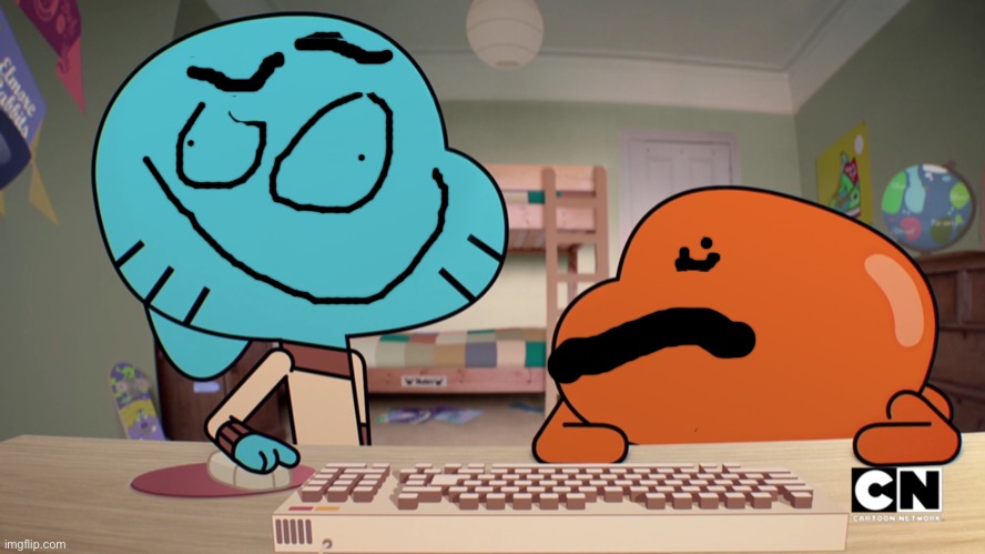 Add a face to gumball an Darwin | image tagged in add a face to gumball an darwin | made w/ Imgflip meme maker