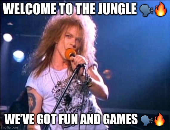 Welcome to the Jungle | WELCOME TO THE JUNGLE ?️? WE’VE GOT FUN AND GAMES ?️? | image tagged in welcome to the jungle | made w/ Imgflip meme maker