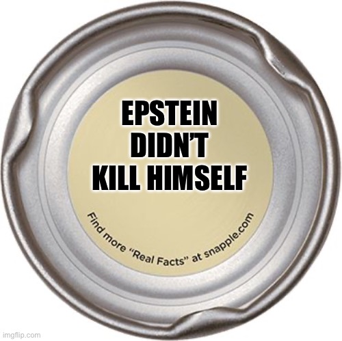 The Snapple Cap | EPSTEIN DIDN’T KILL HIMSELF | image tagged in the snapple cap,memes,epstein,shitpost,humor,truth | made w/ Imgflip meme maker
