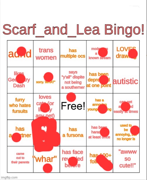 Scarf_and_Lea Bingo | image tagged in scarf_and_lea bingo | made w/ Imgflip meme maker