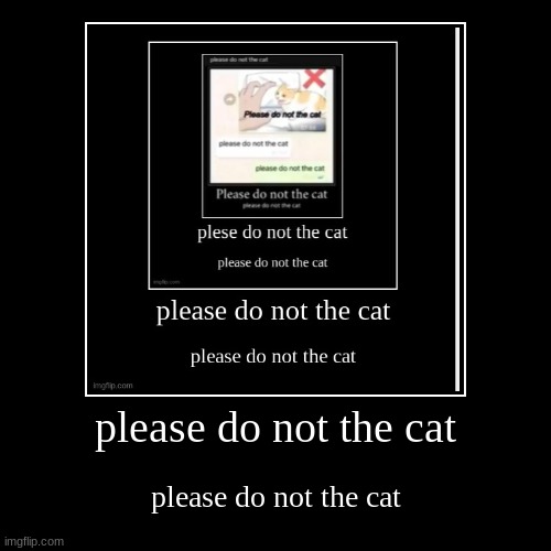 please do not the cat | please do not the cat | please do not the cat | image tagged in funny,demotivationals,loop,memes,fun,what | made w/ Imgflip demotivational maker