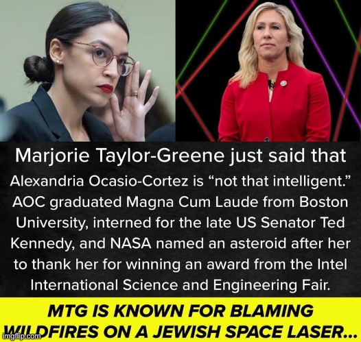 AOC v MTG...no contest! | image tagged in aoc vs mtg | made w/ Imgflip meme maker