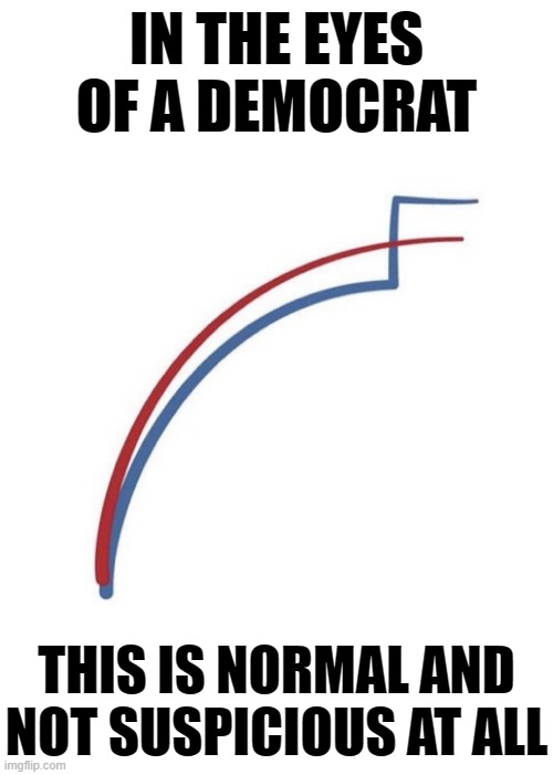 IN THE EYES OF A DEMOCRAT; THIS IS NORMAL AND NOT SUSPICIOUS AT ALL | image tagged in election,voter fraud,trump,biden,liberal logic,maga | made w/ Imgflip meme maker