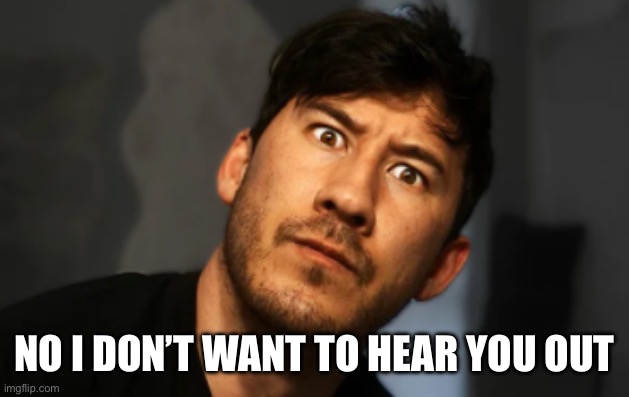 Markiplier | NO I DON’T WANT TO HEAR YOU OUT | image tagged in markiplier | made w/ Imgflip meme maker