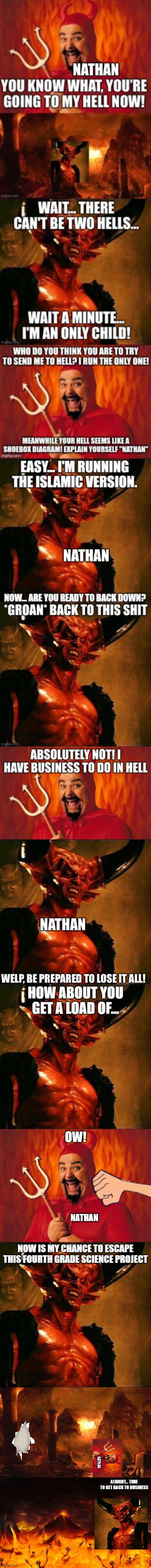 unfortunately, Nathan's "hell" is weak | NATHAN | made w/ Imgflip meme maker