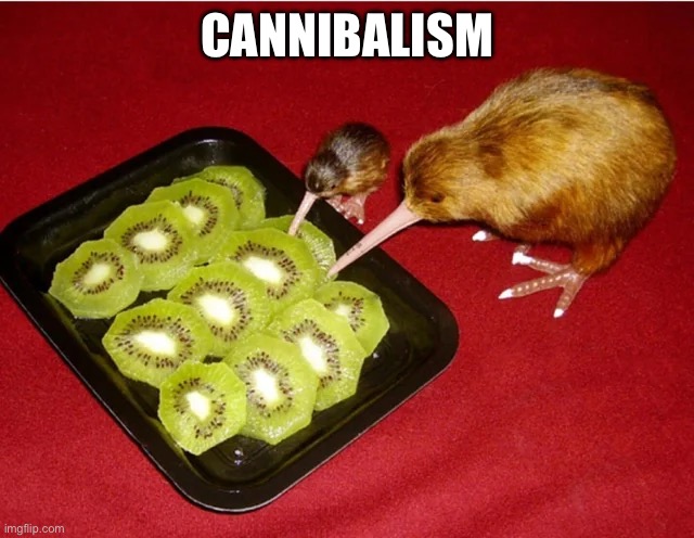 No way… | CANNIBALISM | image tagged in kiwi,sus | made w/ Imgflip meme maker